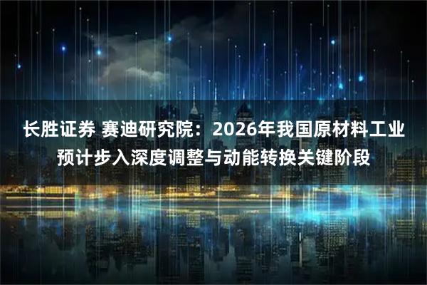 长胜证券 赛迪研究院：2026年我国原材料工业预计步入深度调整与动能转换关键阶段